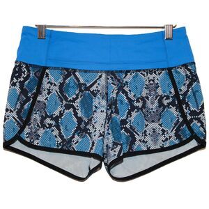 Womens Lululemon Run Speed Short Blue Black Gray Snake Print Running Shorts Sz 4